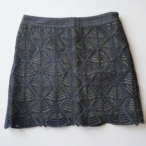 Catherine Malandrino Skirt Women's 0 Black Cut Out Cotton Stretch Lined